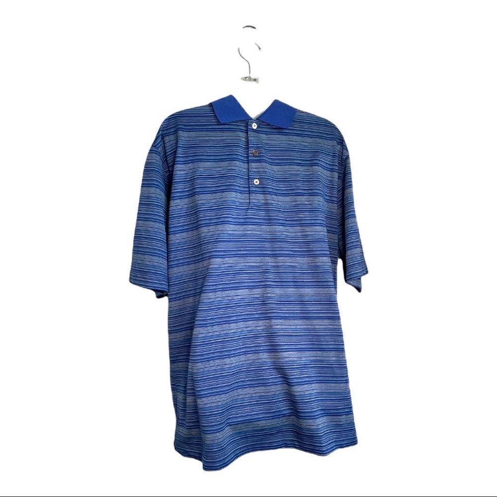 Vintage Y2K Nordstrom Nick Price Stripe Sport Polo Bright Blue M